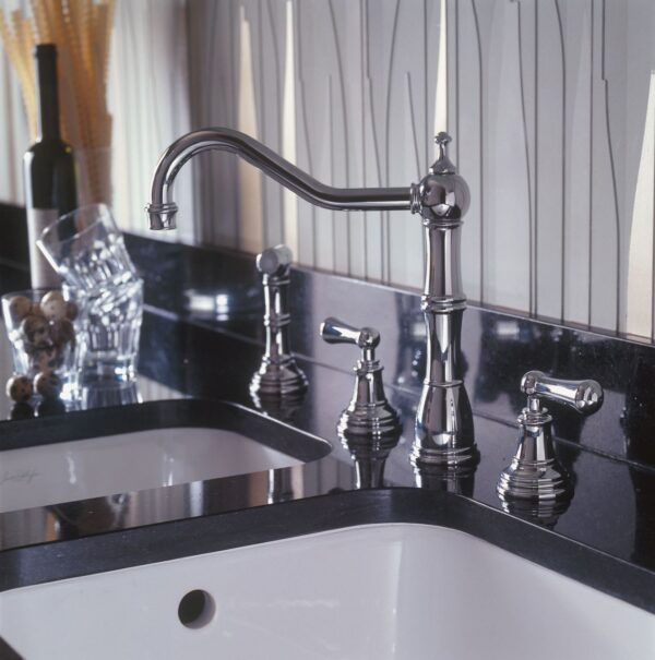 P & R 4776 Alsace Sink Mixer with Lever Handles & Rinse - Image 2