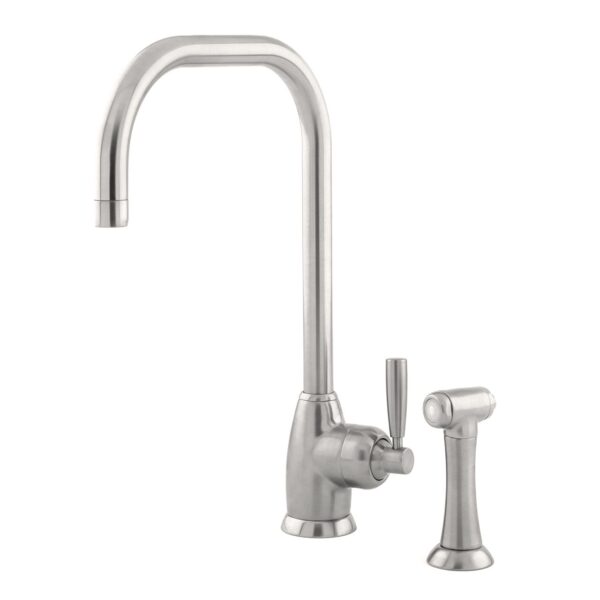 P & R 4848NI Mimas U Spout Mixer Tap with Rinse - Nickel